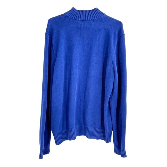 Polo by Ralph Lauren Blue Quarter Zip Pullover Sweater Mens XL Ribbed Collar - Picture 3 of 7